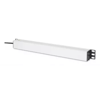 DIGITUS PDU - 1U aliuminis montuojamas stelažuose 8x CEE 7/7 lizdas 1x lizdas 10A kištukas 250 V AC 50/60 Hz IEC C14 kištukas išankstinis saugiklis