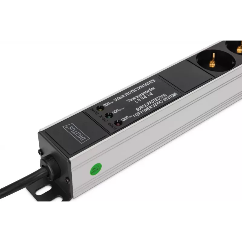 DIGITUS PDU - Aliuminis montuojamas dažnio filtras 2 m 16 A 3600 W 230 V AC 50/60 Hz 7x apsauga 2x lizdas