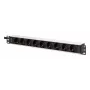 DIGITUS PDU - 1U aliumininis stovo montavimo blokas 8x apsauginis lizdas 1x lizdas 16A 230VAC 50/60Hz IEC C20 kištukas