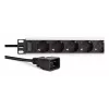 DIGITUS PDU - 1U aliumininis stovo montavimo blokas 8x apsauginis lizdas 1x lizdas 16A 230VAC 50/60Hz IEC C20 kištukas