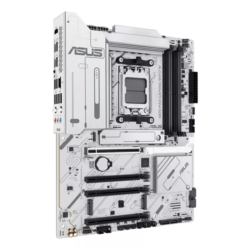 Motininė plokštė ASUS X870 MAX GAMING WIFI7 W ATX — AMD X870, Socket AM5, DDR5, 4 DIMM, Wi‑Fi 7, 2.5Gb LAN