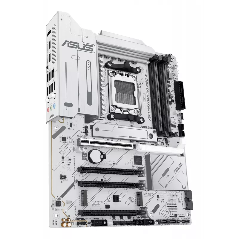Motininė plokštė ASUS X870 MAX GAMING WIFI7 W ATX — AMD X870, Socket AM5, DDR5, 4 DIMM, Wi‑Fi 7, 2.5Gb LAN