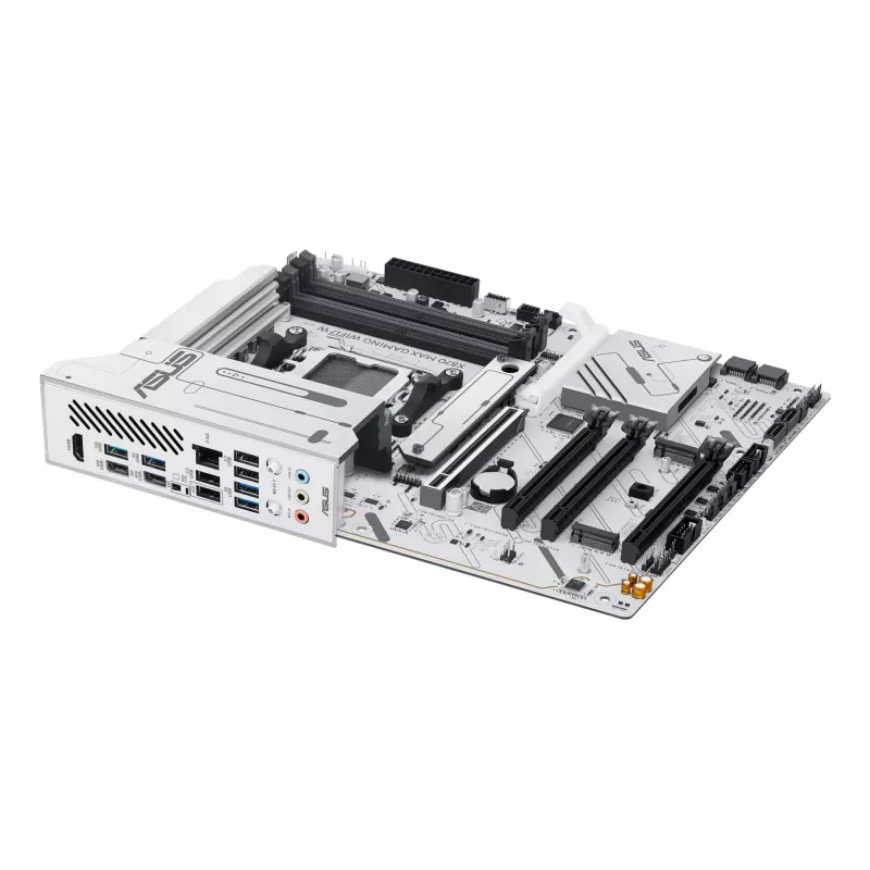 Motininė plokštė ASUS X870 MAX GAMING WIFI7 W ATX — AMD X870, Socket AM5, DDR5, 4 DIMM, Wi‑Fi 7, 2.5Gb LAN