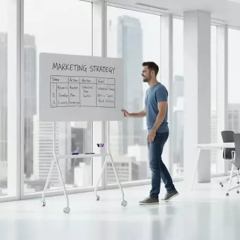 Lenta ergo office ER-306 — sausai trinama vienpusė horizontali lenta, 1190×790 mm, ant stovo su ratukais, magnetinė