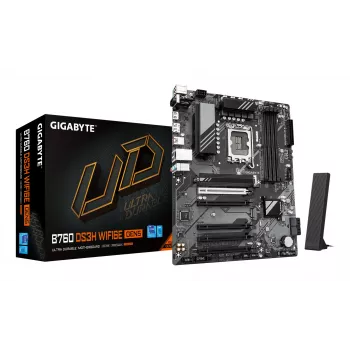 GIGABYTE B760 DS3H WIFI6E GEN5 pagrindinė plokštė – palaiko Intel Core 14-osios kartos procesorius, 8+2+1 fazių skaitmeninis VRM, iki 5600MHz DDR5, 2xPCIe 4.0 M.2, Wi-Fi 6E, 1GbE LAN, USB 3.2 Gen 2x2