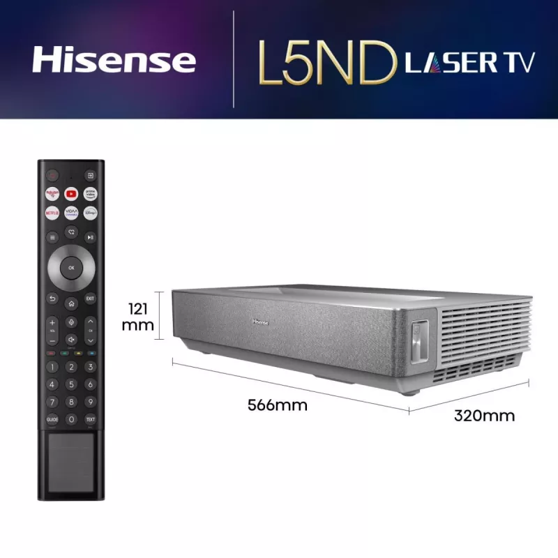 Hisense 120L5ND projekcinis televizorius Ultra trumpojo atstumo projektorius 2700 ANSI liumenų DLP UHD 4K (3840x2160) Juoda, Sidabrinė 3D