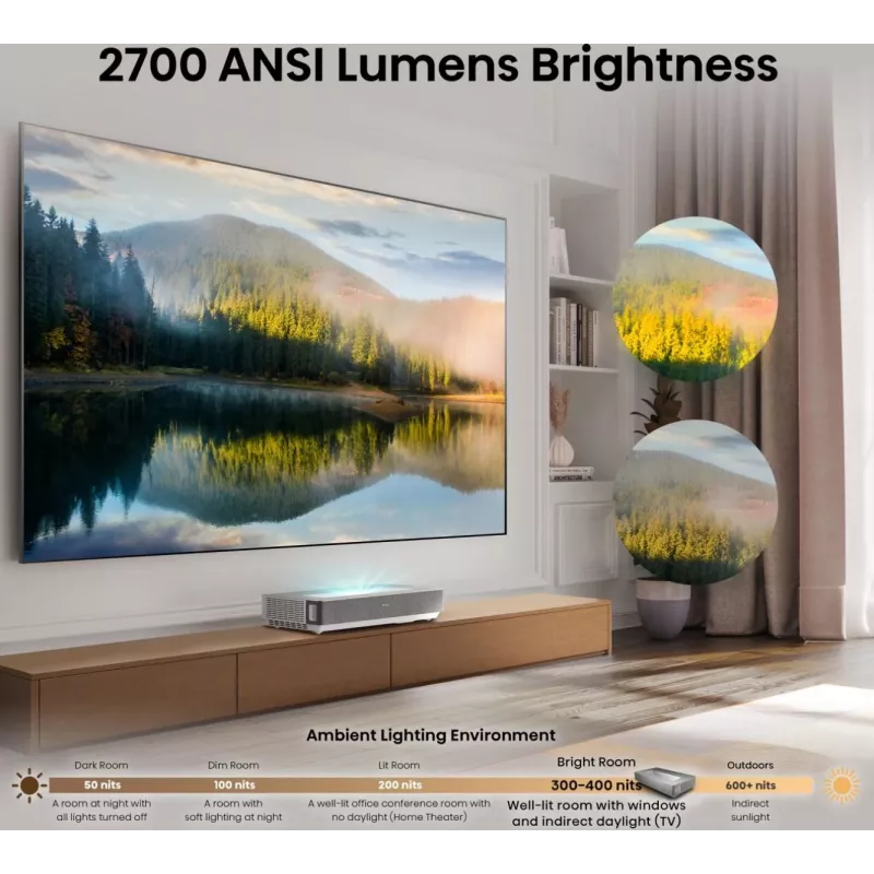 Hisense 120L5ND projekcinis televizorius Ultra trumpojo atstumo projektorius 2700 ANSI liumenų DLP UHD 4K (3840x2160) Juoda, Sidabrinė 3D