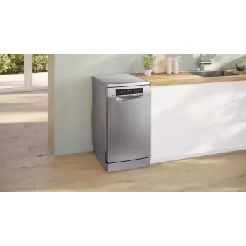 Laisvai pastatoma indaplovė Bosch Serie 6 SPS6EMI21E — siaura 45 cm, 10 komplektų, 8 programos, energijos klasė B