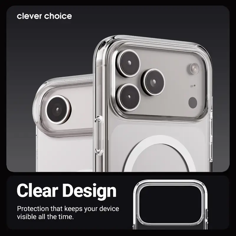 Crong Clear MAG Cover dėklas su MagSafe, skirtas iPhone 17, permatomas CRGCLRMIP1763TRS