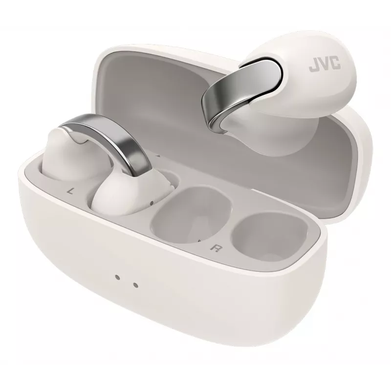 JVC HA-NP1T ausinės True Wireless Stereo (TWS) Ausies užkabinimo Skambučiai/Muzika USB Type-C Bluetooth Sidabrinė, Balta