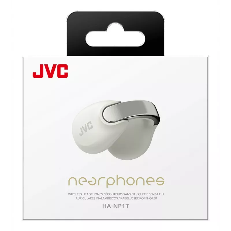 JVC HA-NP1T ausinės True Wireless Stereo (TWS) Ausies užkabinimo Skambučiai/Muzika USB Type-C Bluetooth Sidabrinė, Balta