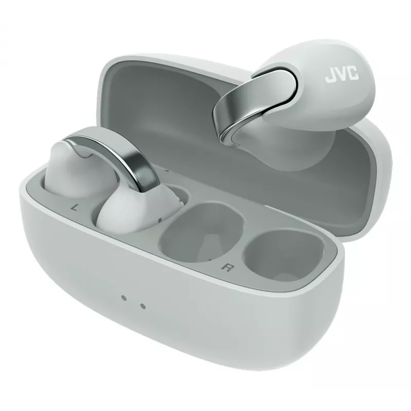 JVC HA-NP1T ausinės True Wireless Stereo (TWS) ausų spaustukas skambučiams / muzikai USB Type-C Bluetooth pilka, sidabrinė