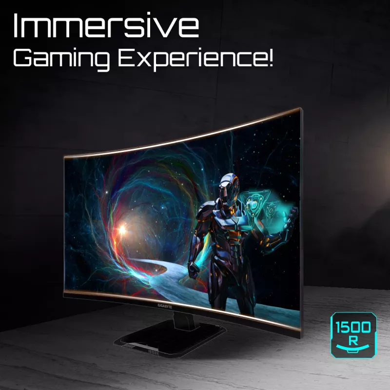 GIGABYTE GS32QCA 31,5 colio QHD lenktas žaidimų monitorius - 2560 x 1440, 180Hz, 1ms, 250 cd/m², FreeSync, paruoštas HDR, HDMI 2.0, DisplayPort 1.4