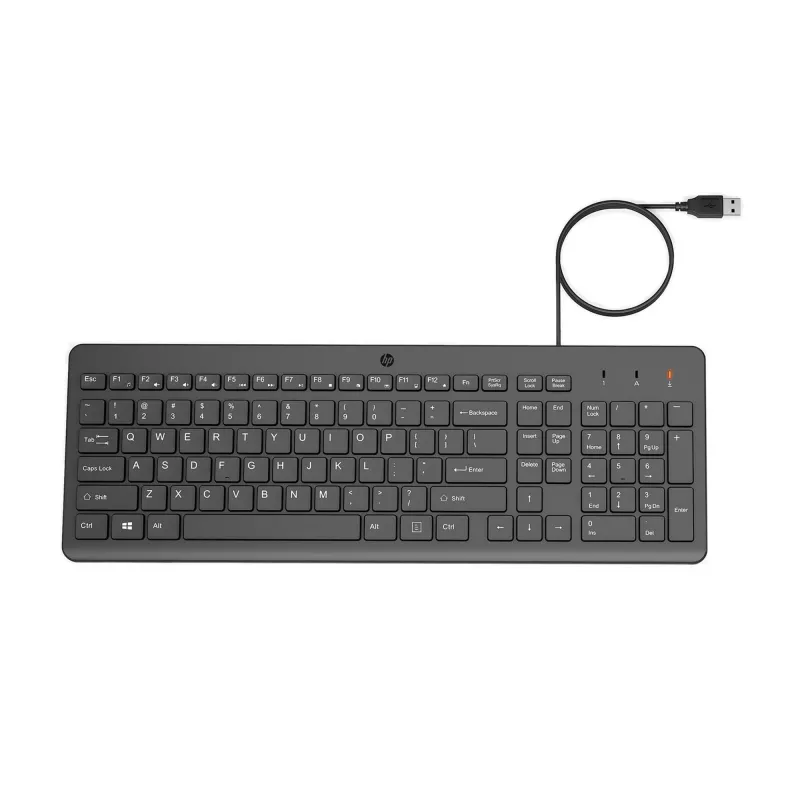 HP 150 laidinė klaviatūra, pilno dydžio (100 %), laidinė, USB, mechaninė, QWERTY, juoda