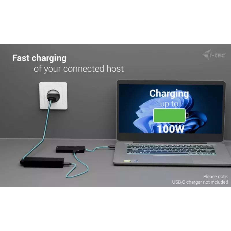 i-tec USB-C Triple 4K HDMI vaizdo adapteris, maitinimo tiekimas 100 W