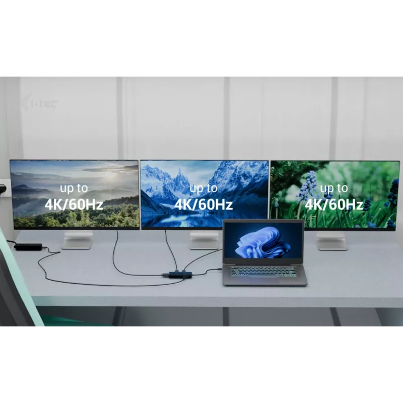 i-tec USB-C Triple 4K HDMI vaizdo adapteris, maitinimo tiekimas 100 W