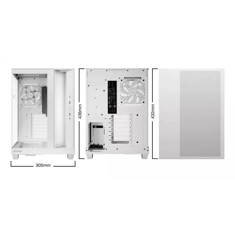 PC korpusas be quiet Light Base 500 LX White Midi Tower ATX/PS2 PSU palaikymas 3x120 mm priekyje 1x120 mm gale palaiko 2,5/3,5 col. diskus 305×436×432 mm