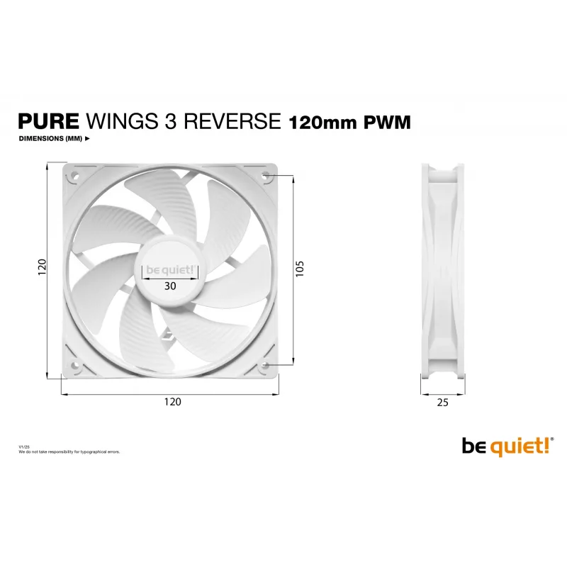 be quiet! Pure Wings 3 120mm | PWM Reverse White Triple-Pack kompiuterio korpuso ventiliatorius 12 cm 3 vnt.