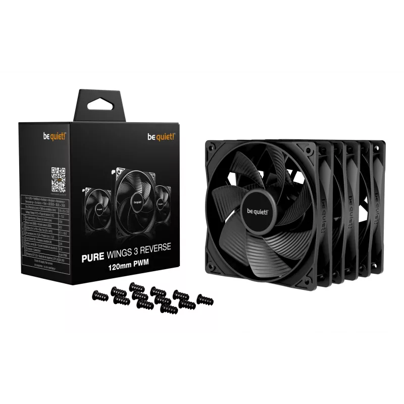 be quiet Pure Wings 3 120mm | PWM Reverse Triple-Pack Kompiuterio korpuso ventiliatorius 12 cm Juodas 3 vnt.