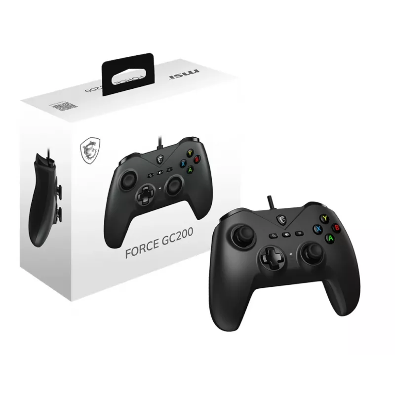 MSI FORCE GC200 žaidimų valdiklis juodas USB žaidimų pultas analoginis / skaitmeninis Android, PC
