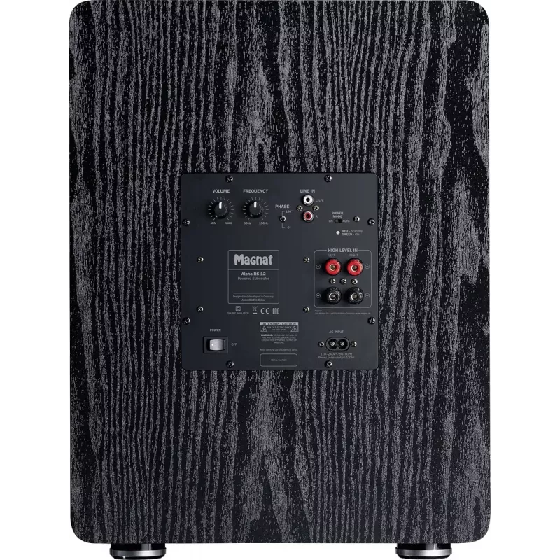 Aktyvus žemų dažnių garsiakalbis Magnat Alpha RS12 — 12 colių garsiakalbis, 120 W RMS, 20–200 Hz, D klasė, juoda