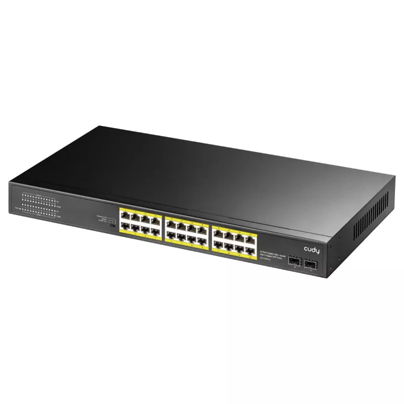 CUDY Gigabit PoE+ Switch 24 prievadų su 2 Gigabit SFP prievadais Modelis GS1028PS2
