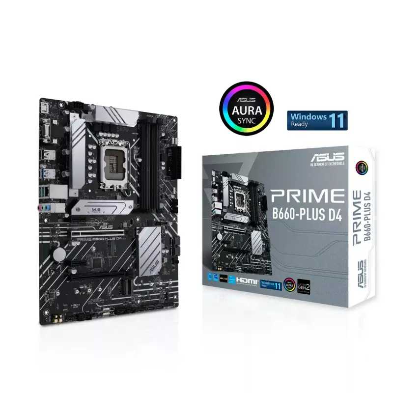 Motininė plokštė ASUS PRIME B660-PLUS D4 — Intel B660, LGA 1700, ATX, DDR4, 4× DIMM, 128 GB, 3× M.2, 2.5 Gb LAN