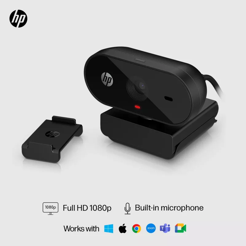HP 320 FHD internetinė kamera, 1920 x 1080 pikselių, Full HD, 30 kadrų per sek., Namų, USB, juoda