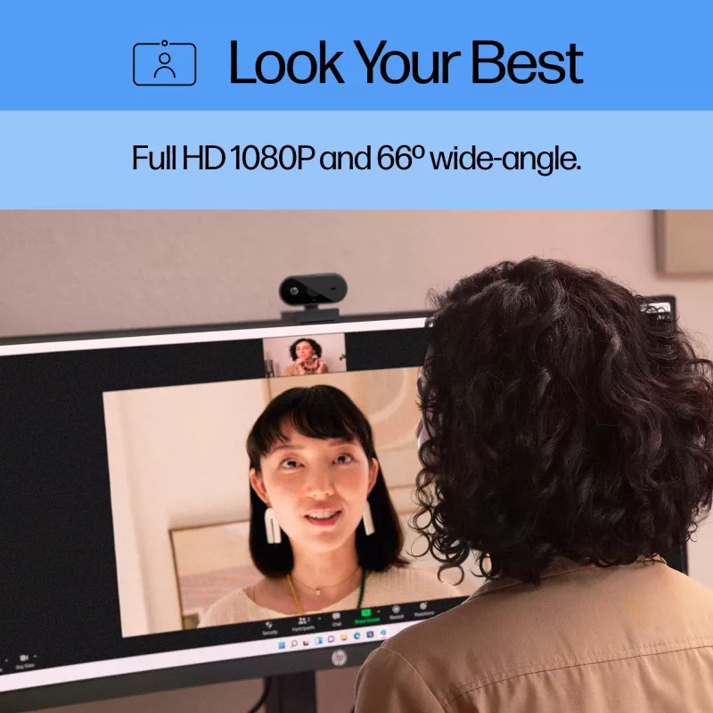 HP 320 FHD internetinė kamera, 1920 x 1080 pikselių, Full HD, 30 kadrų per sek., Namų, USB, juoda