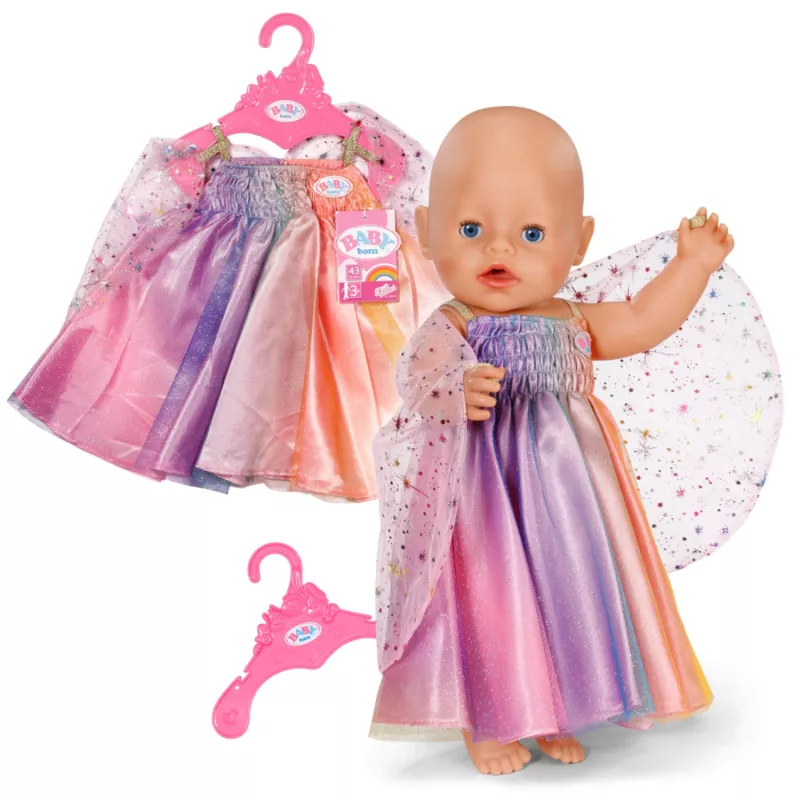 Lėlės suknelė ZAPF BABY born Rainbow Nightdress, skirta 3–12 m., tekstilė, įvairių spalvų, sulankstoma