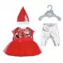 Lėlės suknelė ZAPF BABY born Xmas Dress 43 cm lėlėms, tekstilė, daugiaspalvė, sulankstoma, amžius 3–12