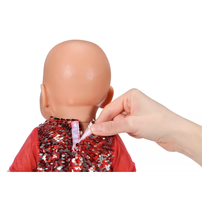 Lėlės suknelė ZAPF BABY born Xmas Dress 43 cm lėlėms, tekstilė, daugiaspalvė, sulankstoma, amžius 3–12