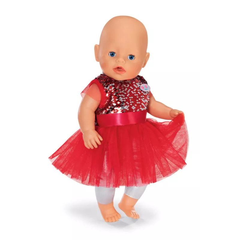 Lėlės suknelė ZAPF BABY born Xmas Dress 43 cm lėlėms, tekstilė, daugiaspalvė, sulankstoma, amžius 3–12