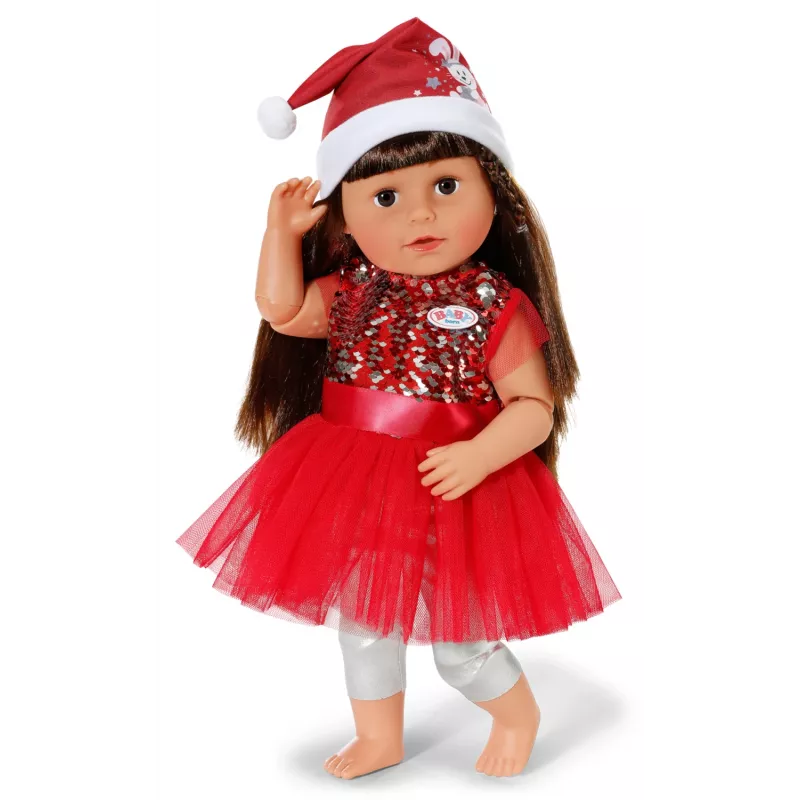 Lėlės suknelė ZAPF BABY born Xmas Dress 43 cm lėlėms, tekstilė, daugiaspalvė, sulankstoma, amžius 3–12