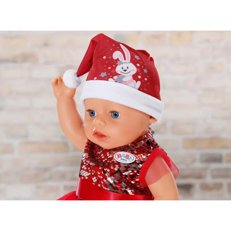 Lėlės suknelė ZAPF BABY born Xmas Dress 43 cm lėlėms, tekstilė, daugiaspalvė, sulankstoma, amžius 3–12