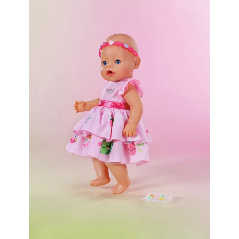Suknelė lėlei ZAPF BABY born Dress with Pinplay 43 cm lėlei, įvairiaspalvė, sulankstoma, amžius 3+