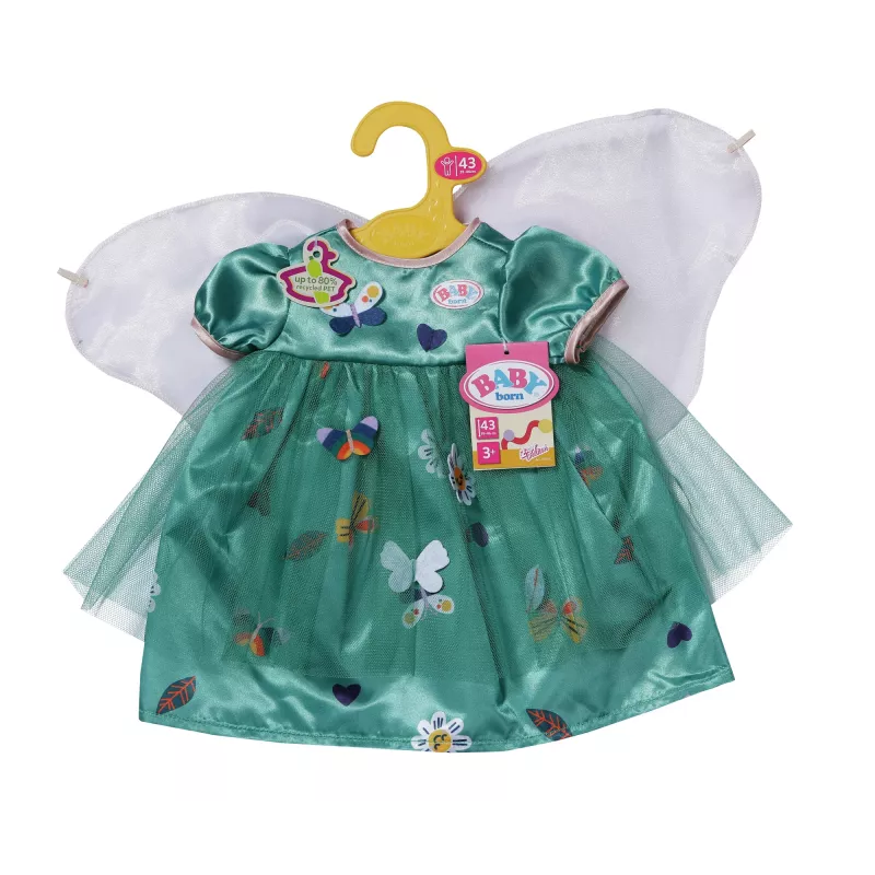 Lėlės suknelė ZAPF BABY born Fairy Dress su sparneliais, skirta 43 cm lėlėms, įvairiaspalvė, sulankstoma, nuo 3 metų