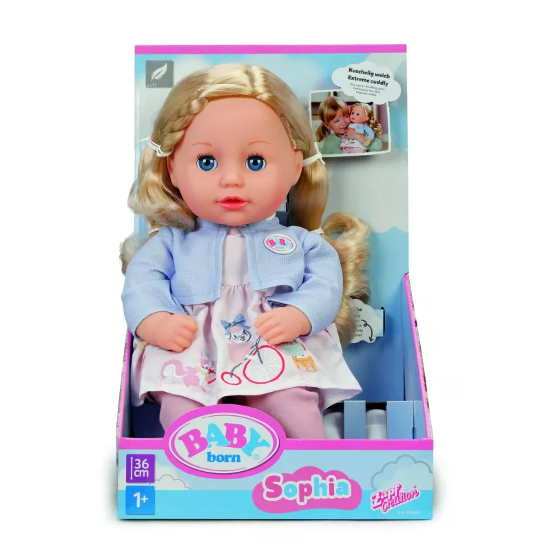 Lėlė kūdikis ZAPF BABY born Sophia Rose 36 cm — audinys ir plastikas, įvairiaspalvė, nuo 3 metų