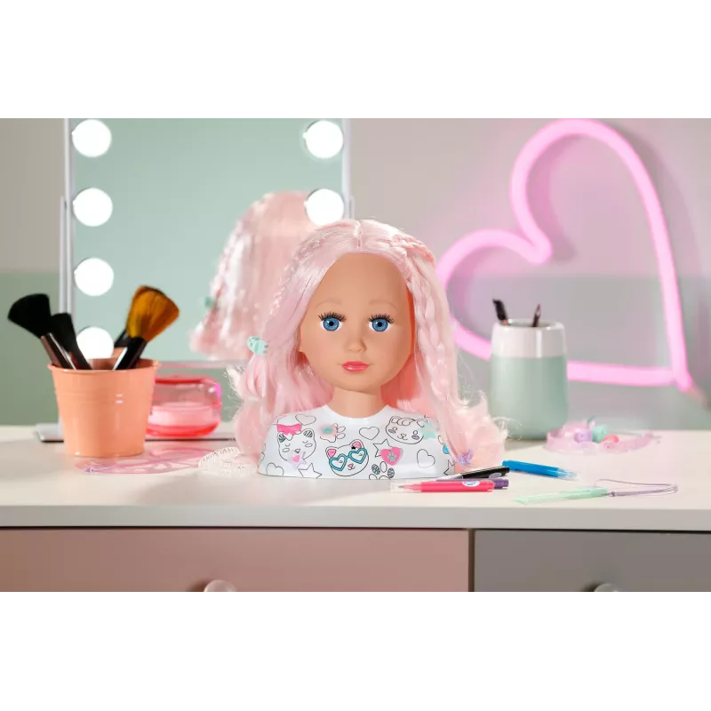 BABY born Styling Head Artist, makiažo/stiliaus lėlės galva, moteriška, 3 metai, įvairiaspalvė