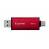 Išorinis SSD Kingston 512 GB dual USB-A/USB-C nešiojamas, USB 3.2 Gen 2, skaitymo greitis 1050 MB/s, rašymo greitis 950 MB/s, juoda / raudona