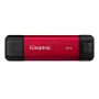 Išorinis SSD Kingston 2TB dviguba USB-A/USB-C, USB 3.2 Gen 2, skaitymas 1050 MB/s, rašymas 950 MB/s, juoda/raudona