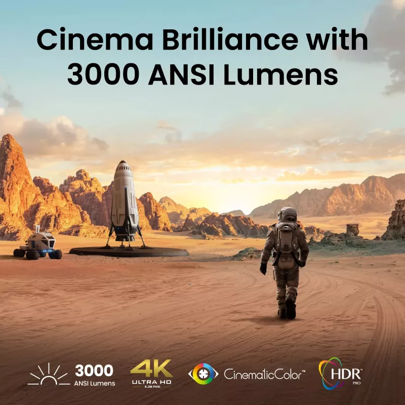 BenQ TK705STi trumpojo nuotolio projektorius — DLP UHD 4K (3840×2160), 3000 ANSI liumenų, LED šviesos šaltinis, 16:9, poslinkis 100%
