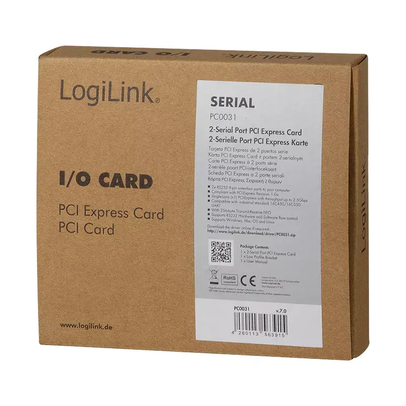 Sąsajos plokštė LOGILINK PC0031 — PCIe lizdas, laidinis ryšys, 1 Mbit/s