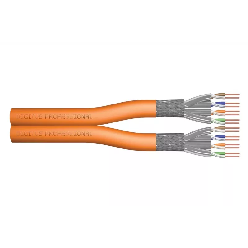 DIGITUS instaliacinis kabelis - Cat 7 - S/FTP - AWG 23/1 - dvigubas - 100 m - Oranžinis