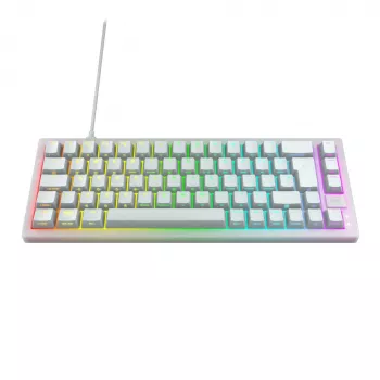 CHERRY K5V2 kompaktiška klaviatūra, skirta žaidimams, USB QWERTZ, vokiečių, balta, 68 klavišai, RGB LED