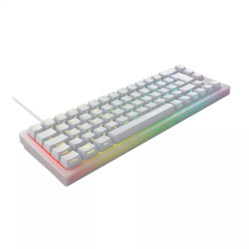 CHERRY K5V2 kompaktiška klaviatūra, skirta žaidimams, USB QWERTZ, vokiečių, balta, 68 klavišai, RGB LED