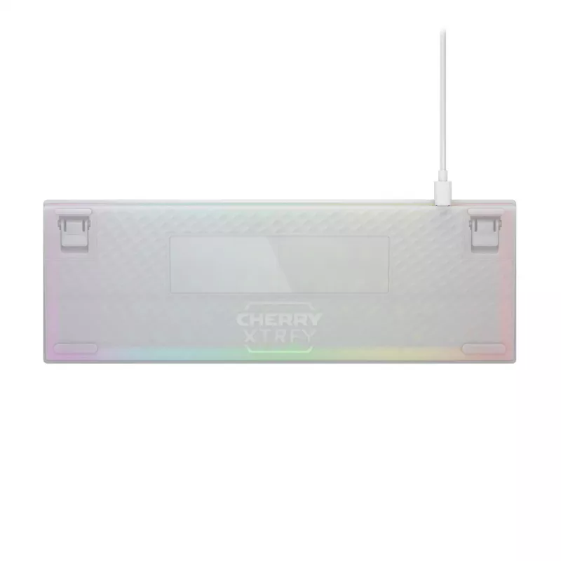 CHERRY K5V2 kompaktiška klaviatūra, skirta žaidimams, USB QWERTZ, vokiečių, balta, 68 klavišai, RGB LED