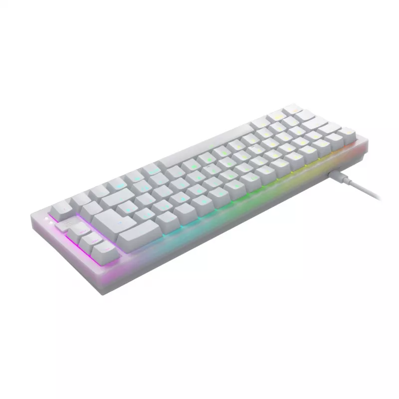 CHERRY K5V2 kompaktiška klaviatūra, skirta žaidimams, USB QWERTZ, vokiečių, balta, 68 klavišai, RGB LED