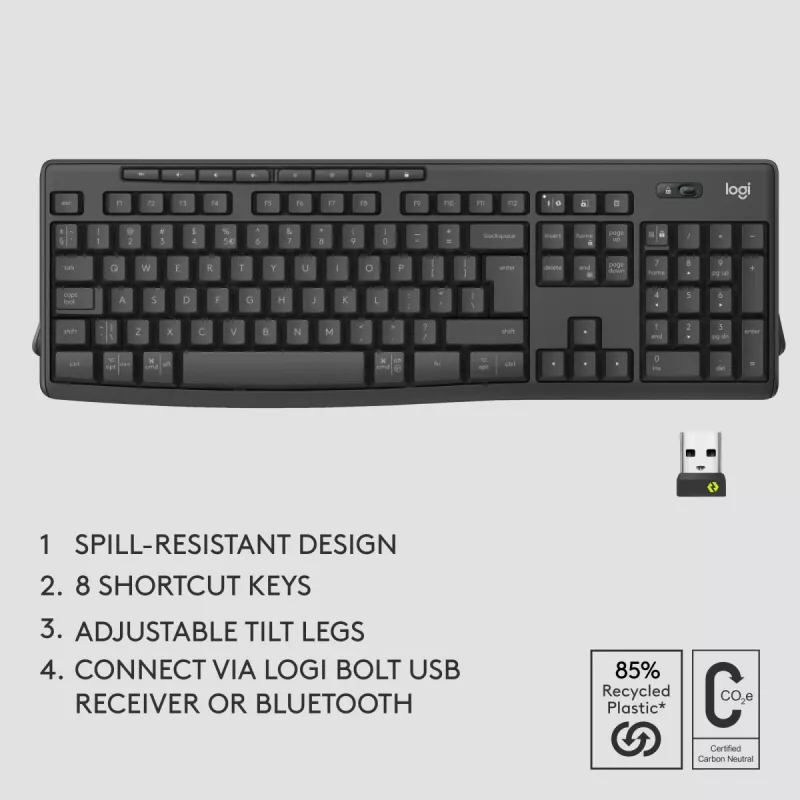 Logitech MK370 Combo for Business belaidė klaviatūra ir pelė, pilno dydžio, QWERTZ