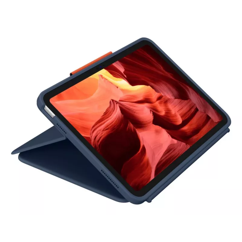 Klaviatūros dėklas Logitech Rugged Combo 4 Touch QWERTZ German Smart Connector Blue, skirtas iPad 10th gen (A16) su jutikliniu kilimėliu, dokas 256×195×20 mm